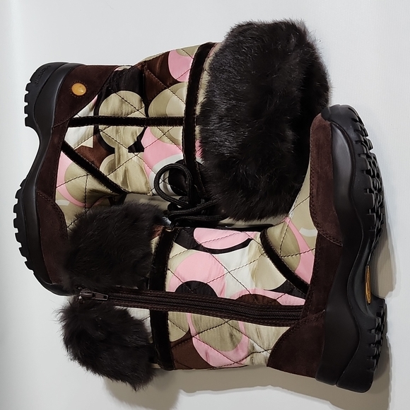 COACH SASHA Fur Quilted Multi-color Zippered Boots 5M - Picture 6 of 9